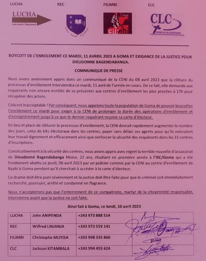 Communique de presse