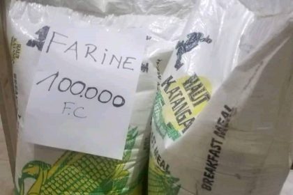 Un sac de farine de maïs de 25Kg le moins cher est actuellement vendu à 100.000fc