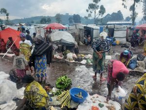 Nyiragongo : L'explosion d'une grenade au camp de déplacés de Mugara tue un muzalendu mort et blesse trois civils Un petit marché pour les déplacées de guerre dans le Nyiragongo