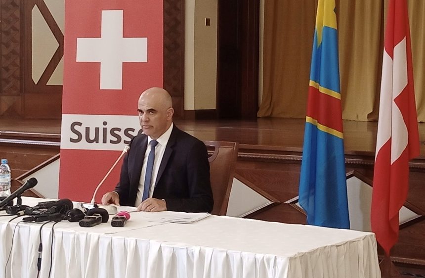 Conférence de presse sur le résumé de sa mission d'Alain Berset a Goma