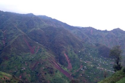 Vue aérienne d'un village du territoire de Lubero