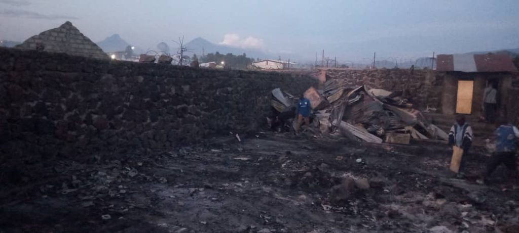 Un incendie qui s'est déclaré au quartier Virunga, en ville de Goma