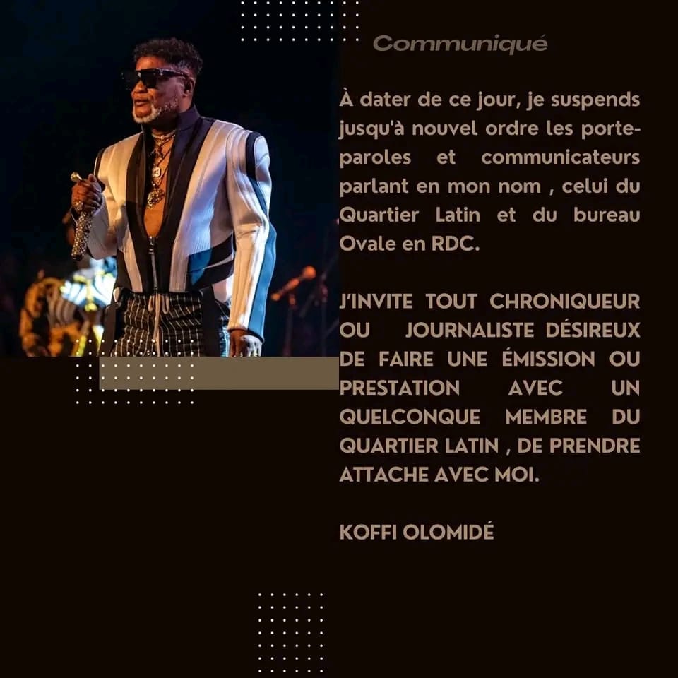 Koffi Olomide prend une décision sur sa cellule de communication 