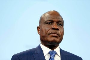 Congolese opponent Martin Fayulu pictured during a meeting with the Congolese community of Congolese opponent Martin Fayulu, at the VUB Flemish University of Brussels, Saturday 09 March 2019. BELGA PHOTO NICOLAS MAETERLINCK