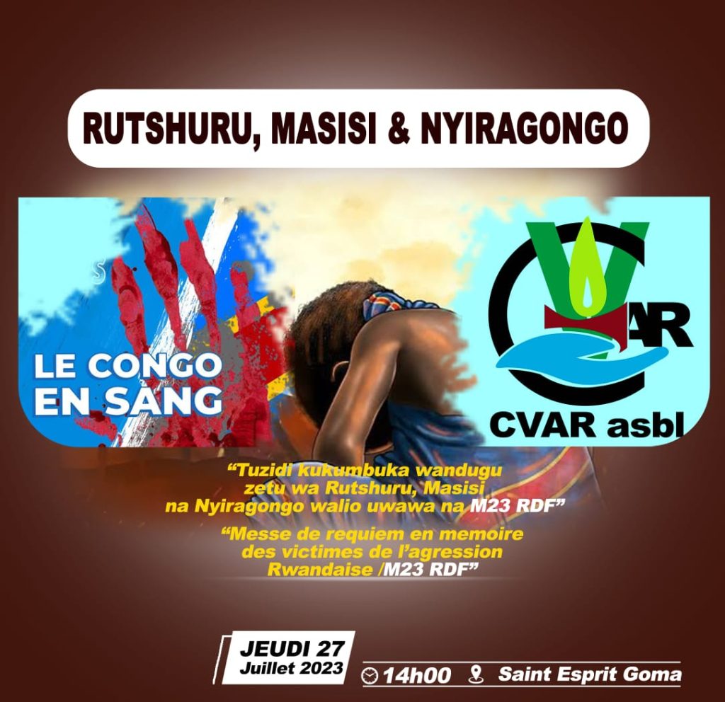 Une messe sera célébrée jeudi en mémoire des victimes du massacre des terroristes du M23-RDF