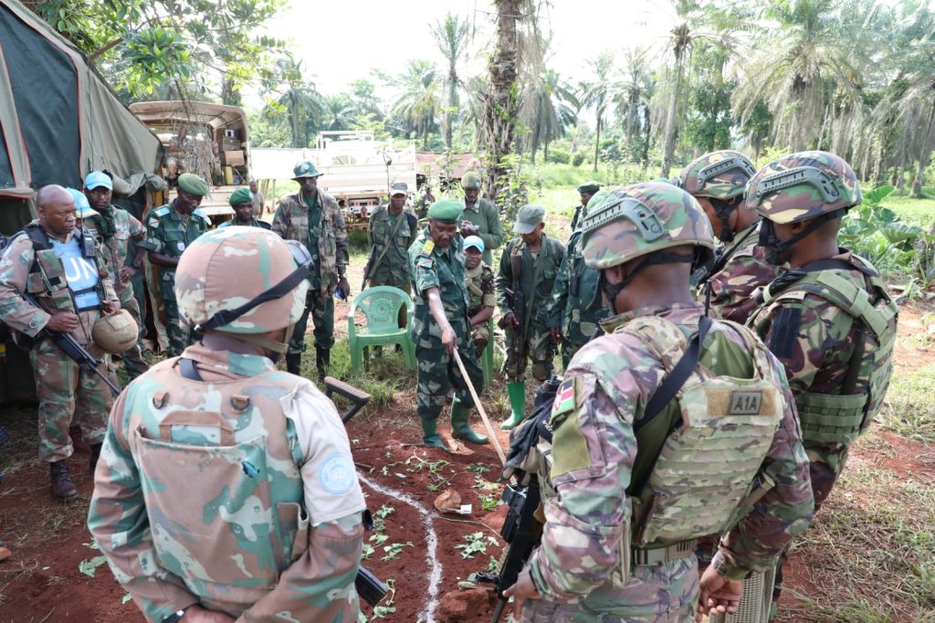 Image de la brigade FIB de la Monusco, en visite de la position militaire en Ituri