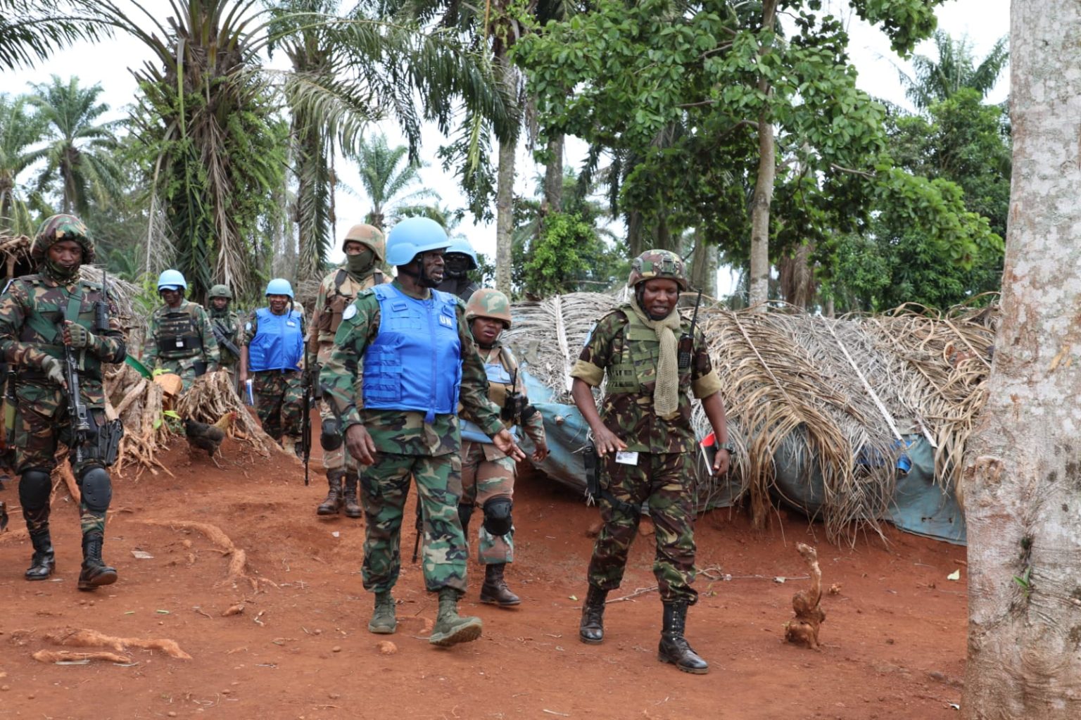 Image de la brigade FIB de la Monusco, en visite de la position militaire en Ituri