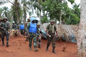 Image de la brigade FIB de la Monusco, en visite de la position militaire en Ituri