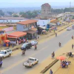 Vue aérienne du centre de Komanda en territoire d'Irumu en Ituri