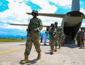 Un convoi des véhicules des soldats Sud Soudanais déployés dans le cadre de la force de l'EAC a quitté le territoire de Nyiragongo.