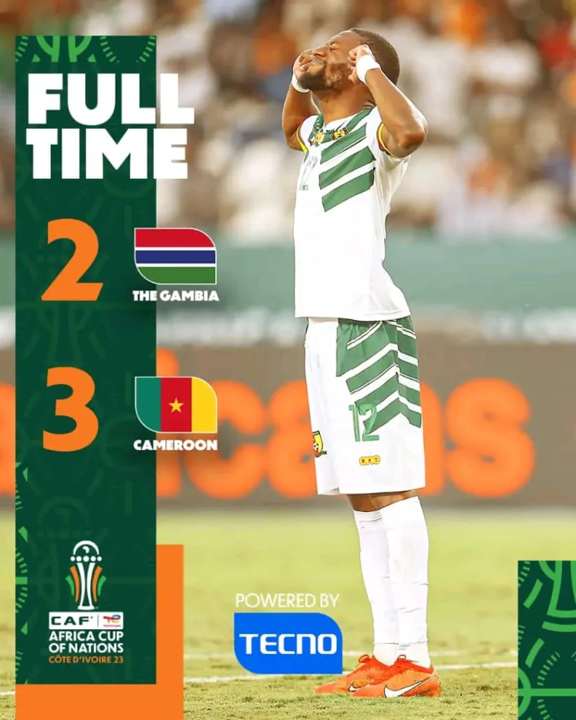 Le Cameroun s'est sauvé de justesse face à la Gambie dans un match renversant (3-2)