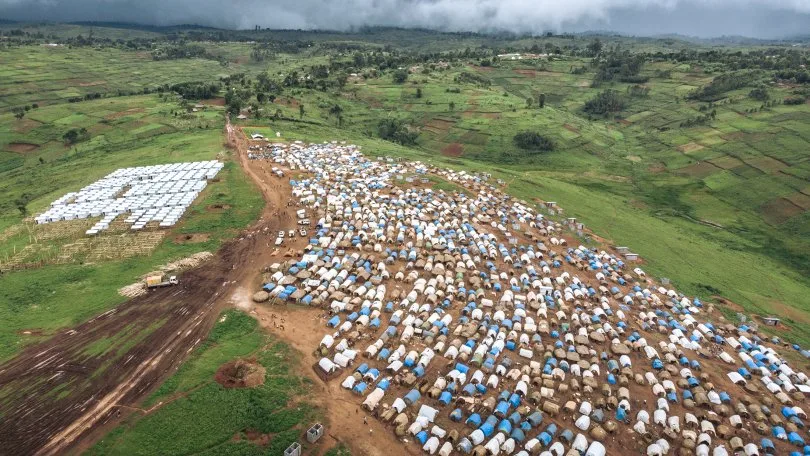 Vue aérienne du site de Rho, territoire de Djugu, province de l'Ituri.