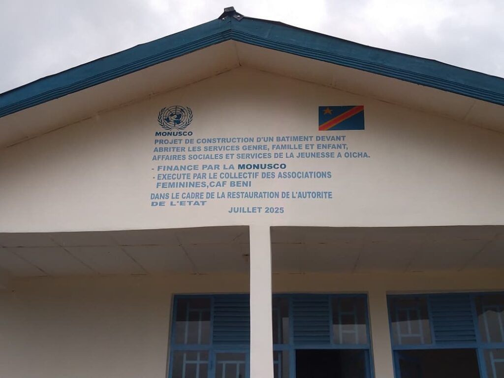 La MONUSCO remet un bâtiment aux services Genre et DIVAS à Oicha