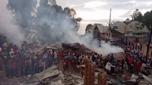 Un incendie a ravagé le centre commercial de Nyabibwe, village de Kabulu 2, dans le territoire de Kalehe, au Sud-Kivu
