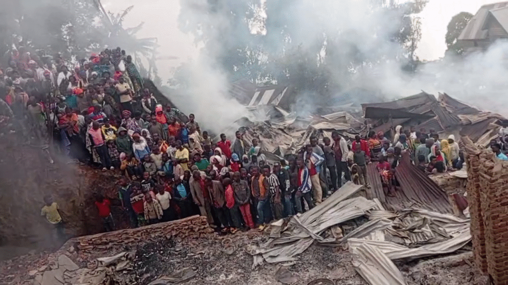Un incendie a ravagé le centre commercial de Nyabibwe, village de Kabulu 2, dans le territoire de Kalehe, au Sud-Kivu