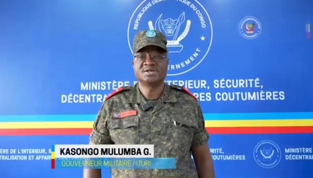 RDC : le général Gaby Kasongo se dit prêt à relever les défis sécuritaires de l’Ituri Le nouveau gouverneur militaire de la province de l’Ituri, Gaby Kasongo