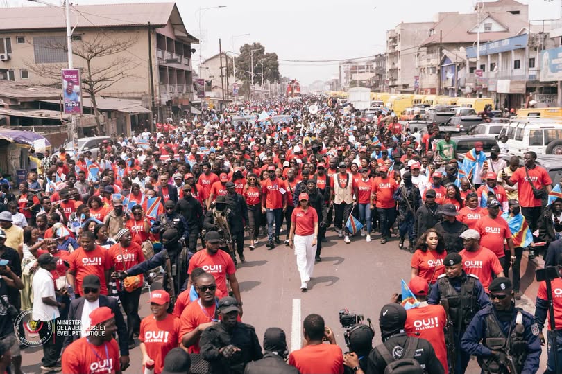 Kinshasa : Grâce Kutino mobilise la jeunesse pour le changement de la Constitution La Journée internationale de la Jeunesse en marge d'une marche