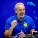 Sébastien Desabre face à la presse ce vendredi à la FECOFA