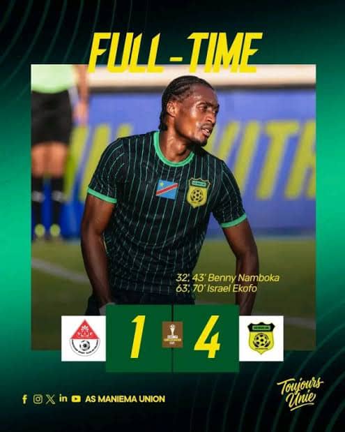 Coupe de la CAF : Maniema Union sauve l’honneur du football congolais Coupe de la CAF : Maniema Union sauve l’honneur du football congolais